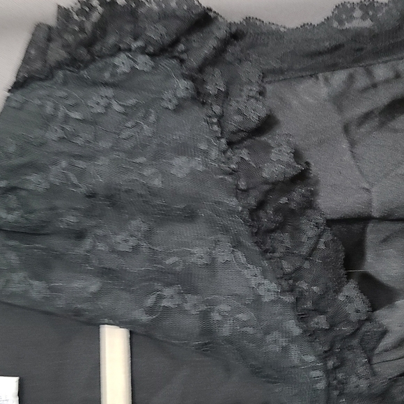 VTG Lily of France Sleepwear Nightgown Black Lacy Collar Trim XL EUC READ - Picture 2 of 5